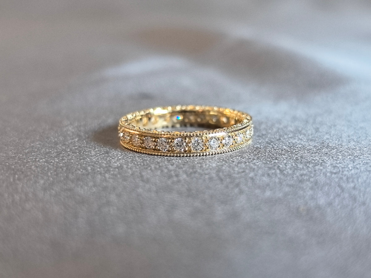 Juno Diamond RO-037 | Round Lab-Grown Diamond Eternity Ring With Milgrain-Edged Pavé Band