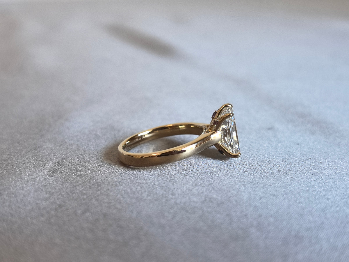 Juno Diamond RD-032 | 3 Carat Radiant Lab-Grown Diamond Tulip Basket Solitaire Ring in Yellow Gold Ring