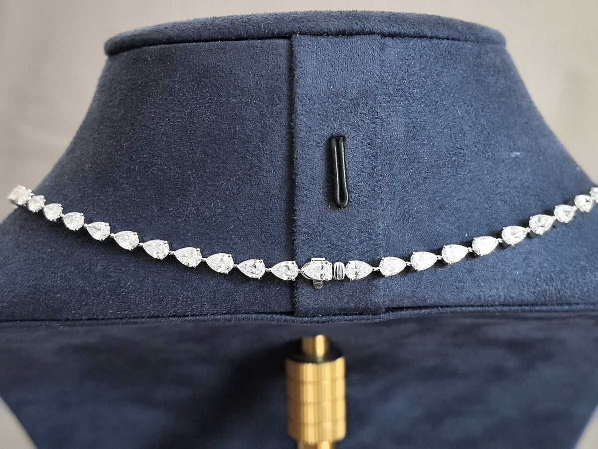 Juno Diamond N-041 | 3 Carat Yellow Pear-Cut Lab-Grown Diamond tennis chain Prong Necklace