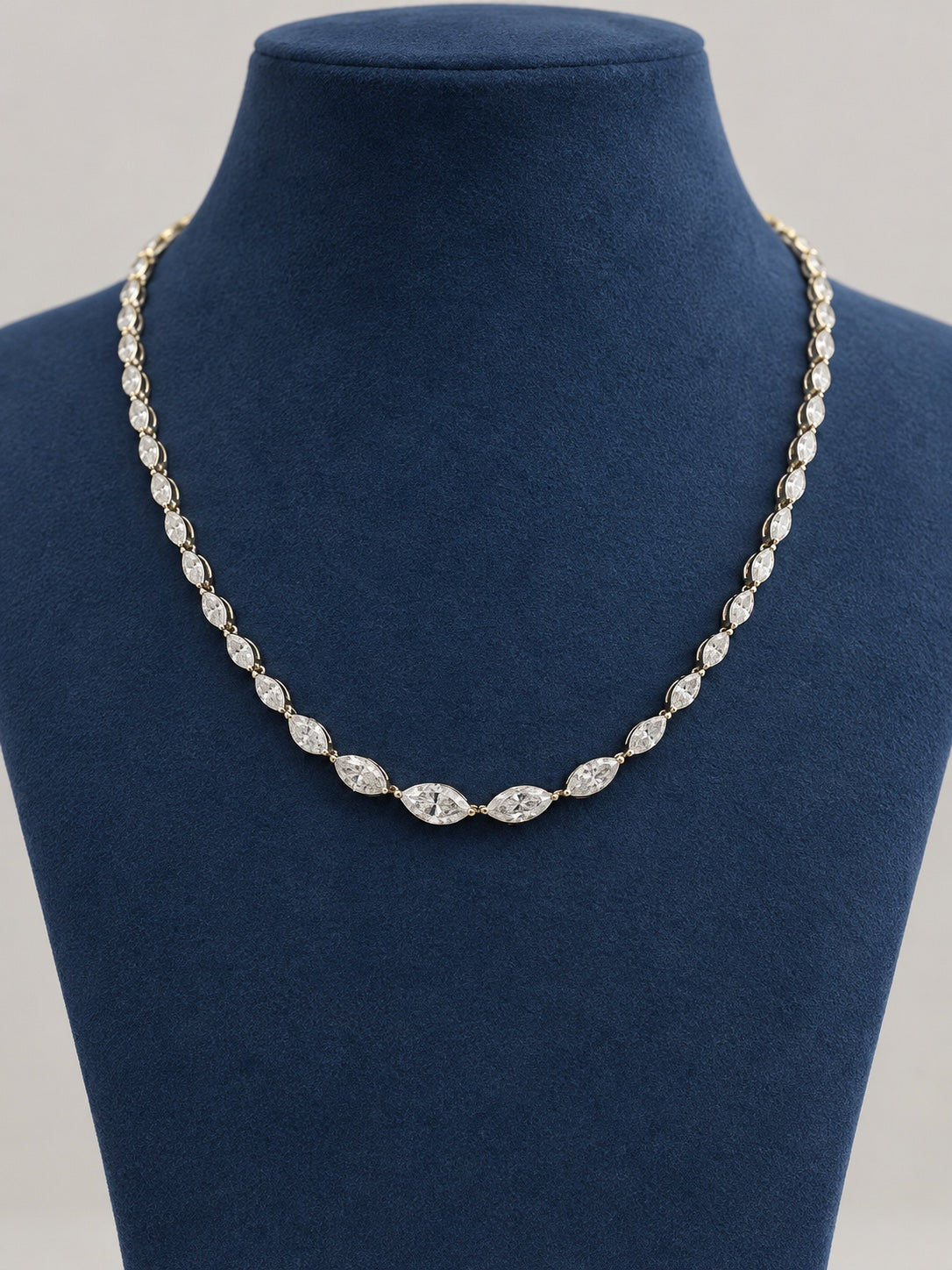 Juno Diamond N-047 | Graduated Marquise-Cut Lab-Grown Diamond Half Tennis Necklace Necklace