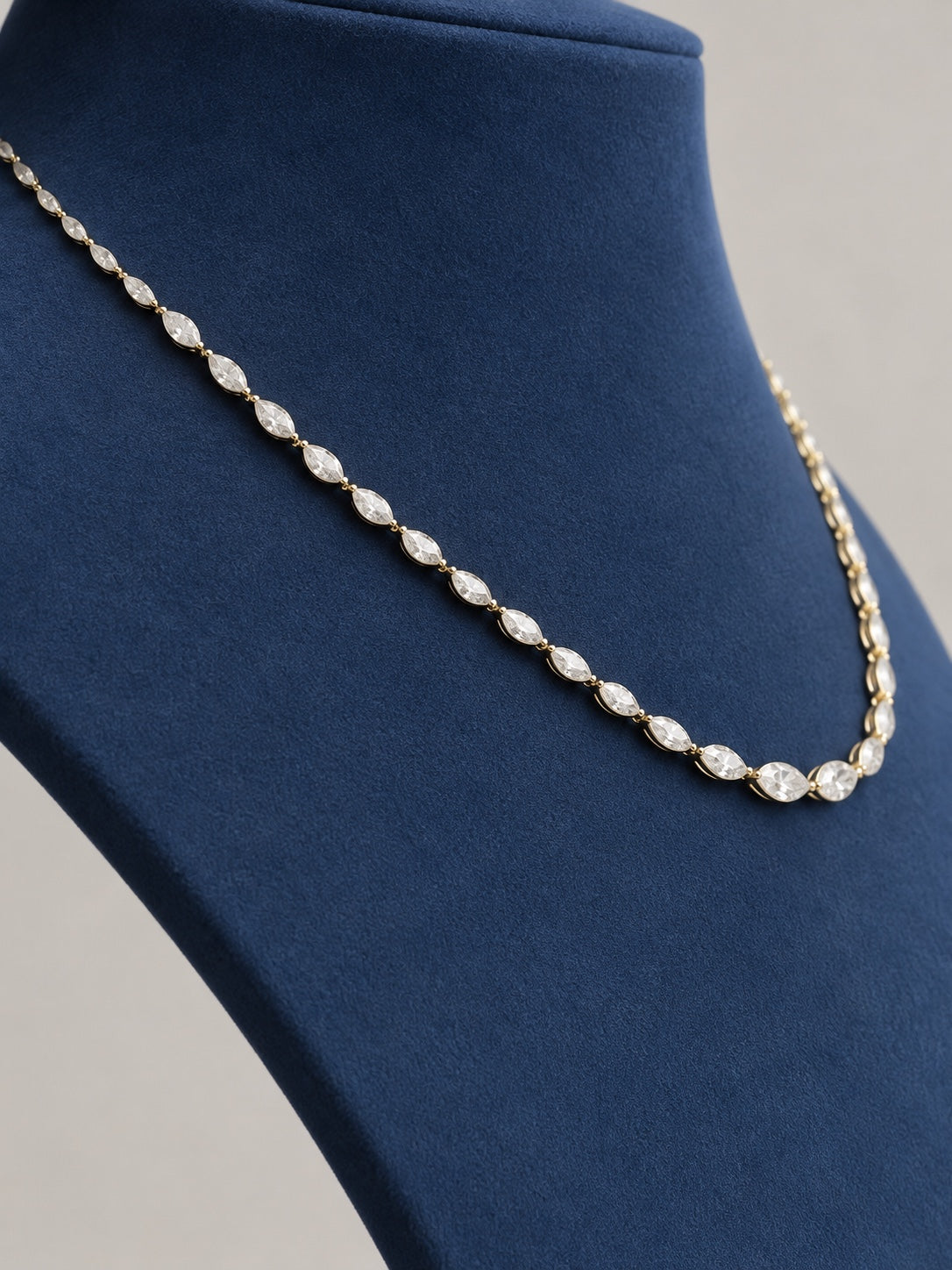 Juno Diamond N-047 | Graduated Marquise-Cut Lab-Grown Diamond Half Tennis Necklace Necklace