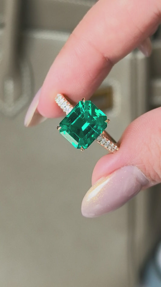 3ct 4.5g The Art Deco Eternity Band | Emerald Cut Lab Emerald