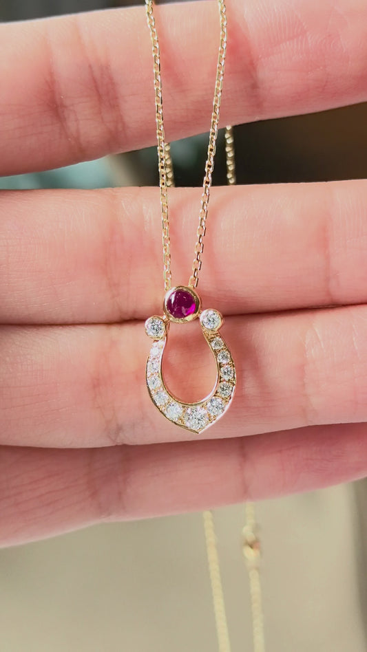 The Modern Equestrian | Ruby & Diamond Horseshoe Pendant