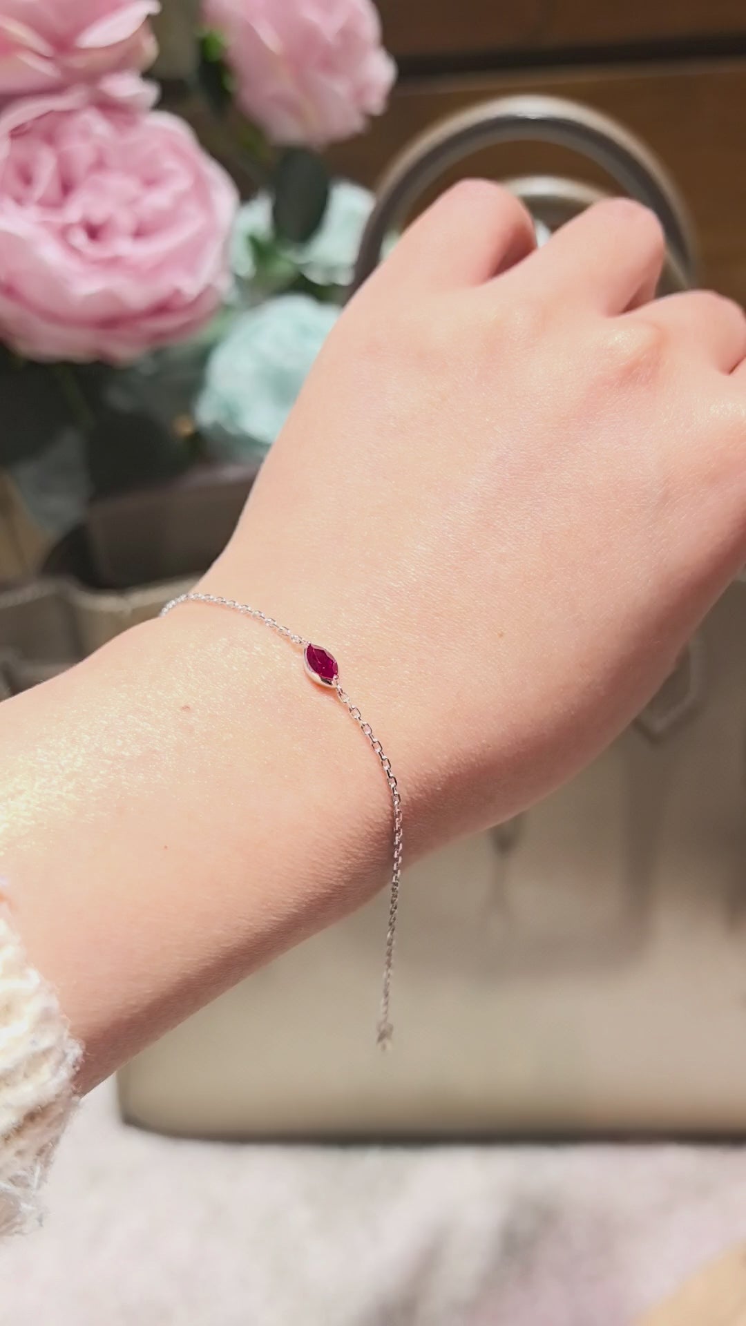 0.3 Carat Pigeon Blood Ruby Bracelet | Minimalist Design | 18K Gold