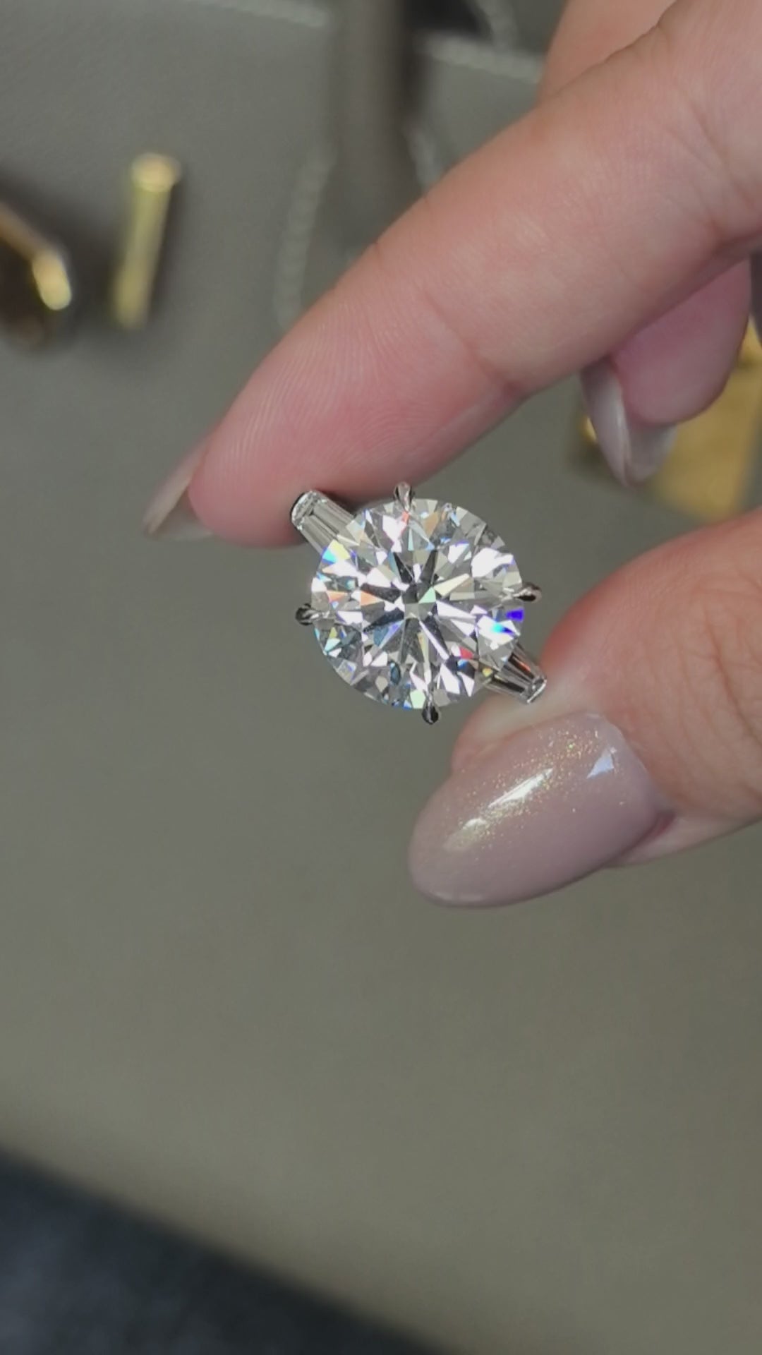 Round-Center Trilogy Ring | Baguette Sidestones | Classic Geometry | Lab-Grown Diamonds