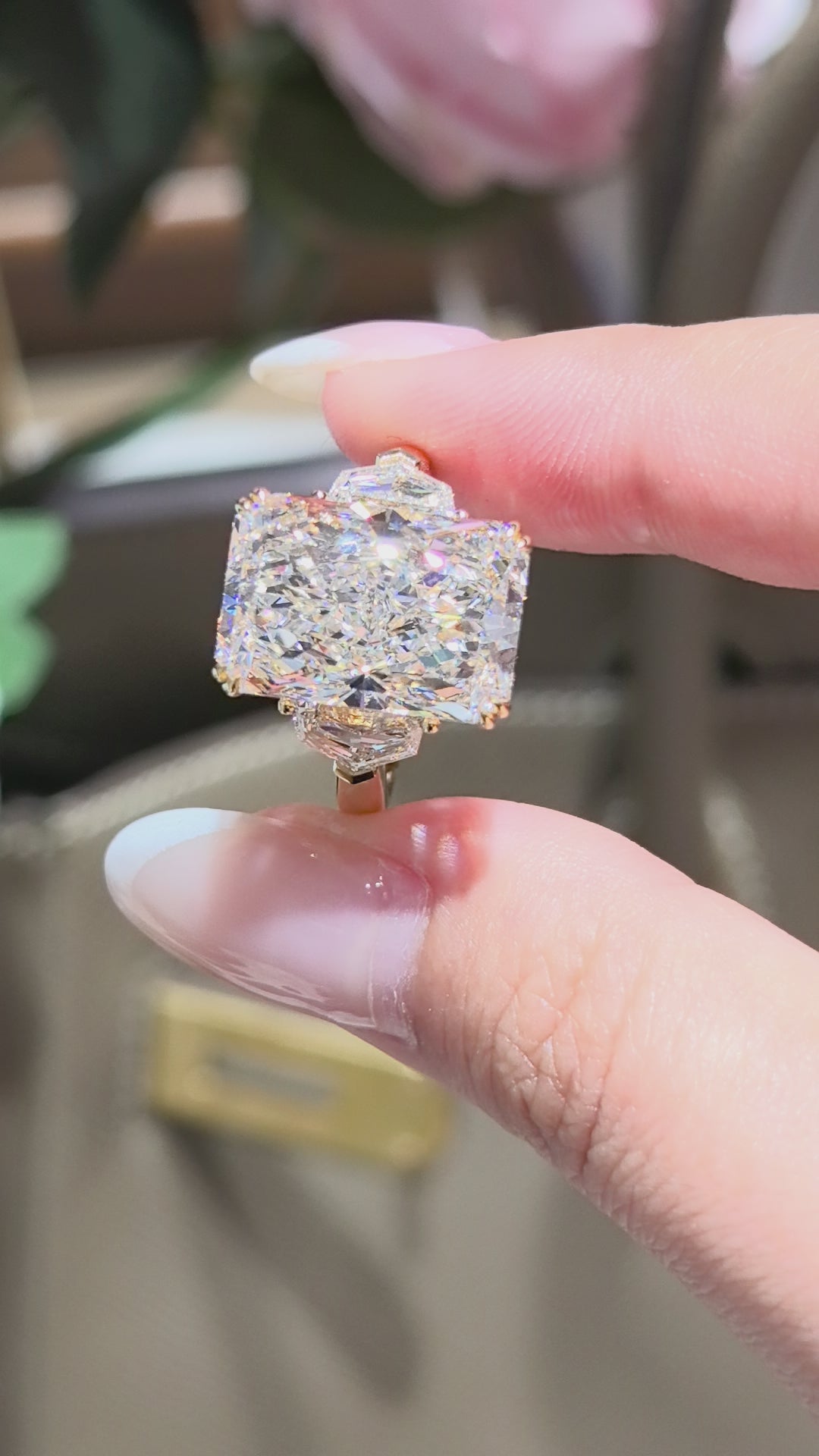 RD-015 | Brilliant Cut Prong-Set Three-Stone Lab Diamond | Asymmetrical Side Stones | Special Design