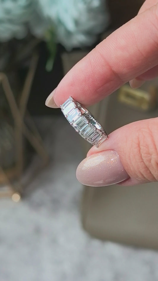 Emerald Diamond Half Eternity Band