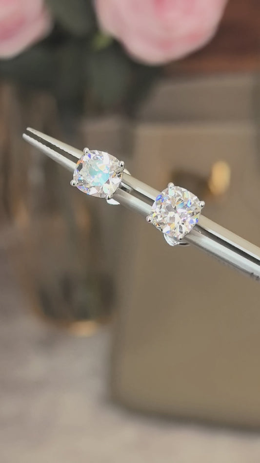 Cushion Cut Lab Diamond Studs in 18K White Gold