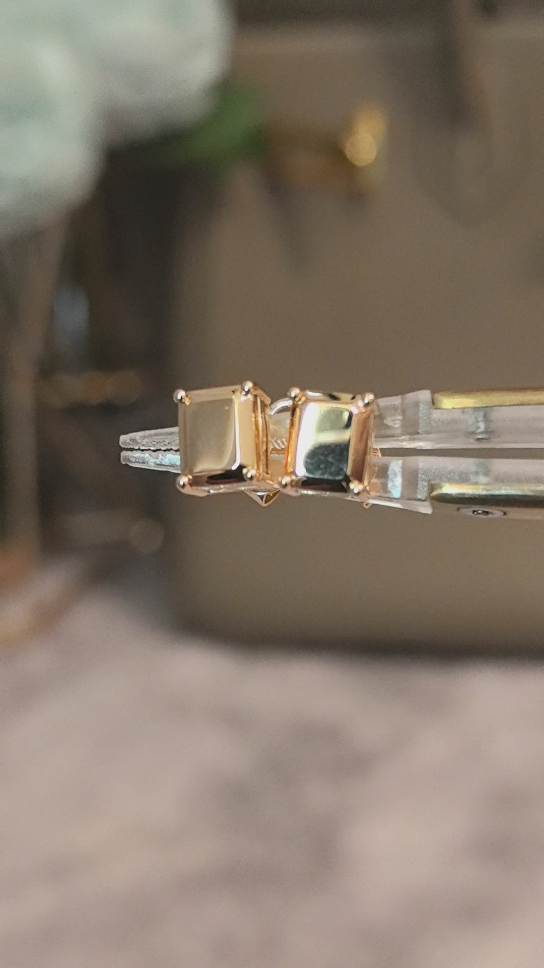 O-011 | Yellow Gold Earrings | Four Prong Setting|Unique Design