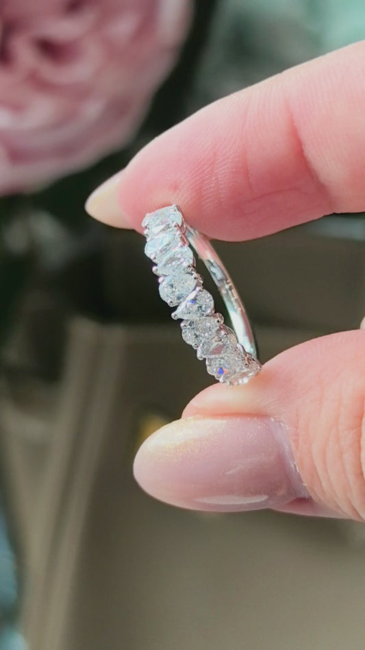 Pear Cut Lab Diamond Half Eternity Band | 14K Gold | Elegant & Timeless