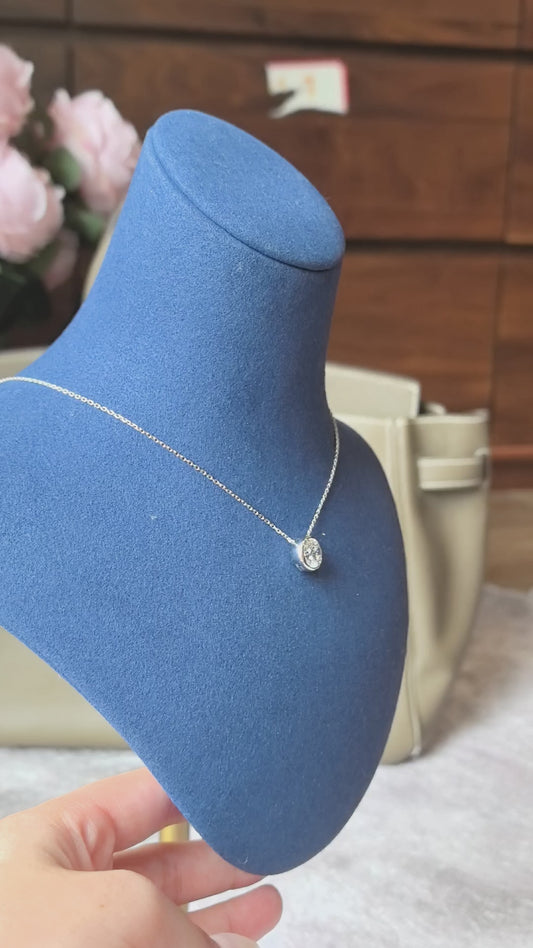 Circle Lab-Grown Diamond Bezel Set Pendant Necklace in 14K Gold | Adjustable Minimalist Chain