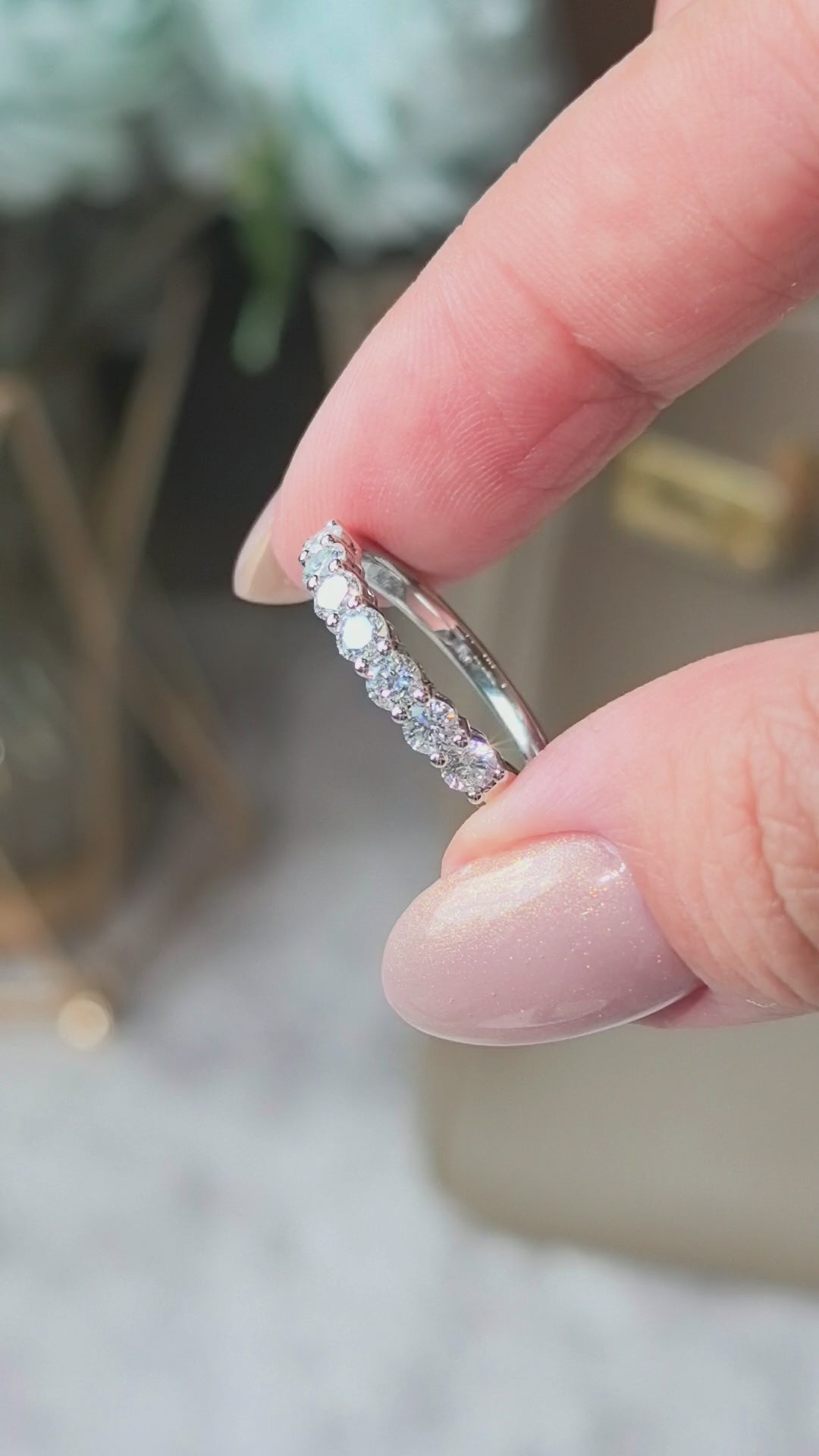 Round Diamond Half Eternity Band