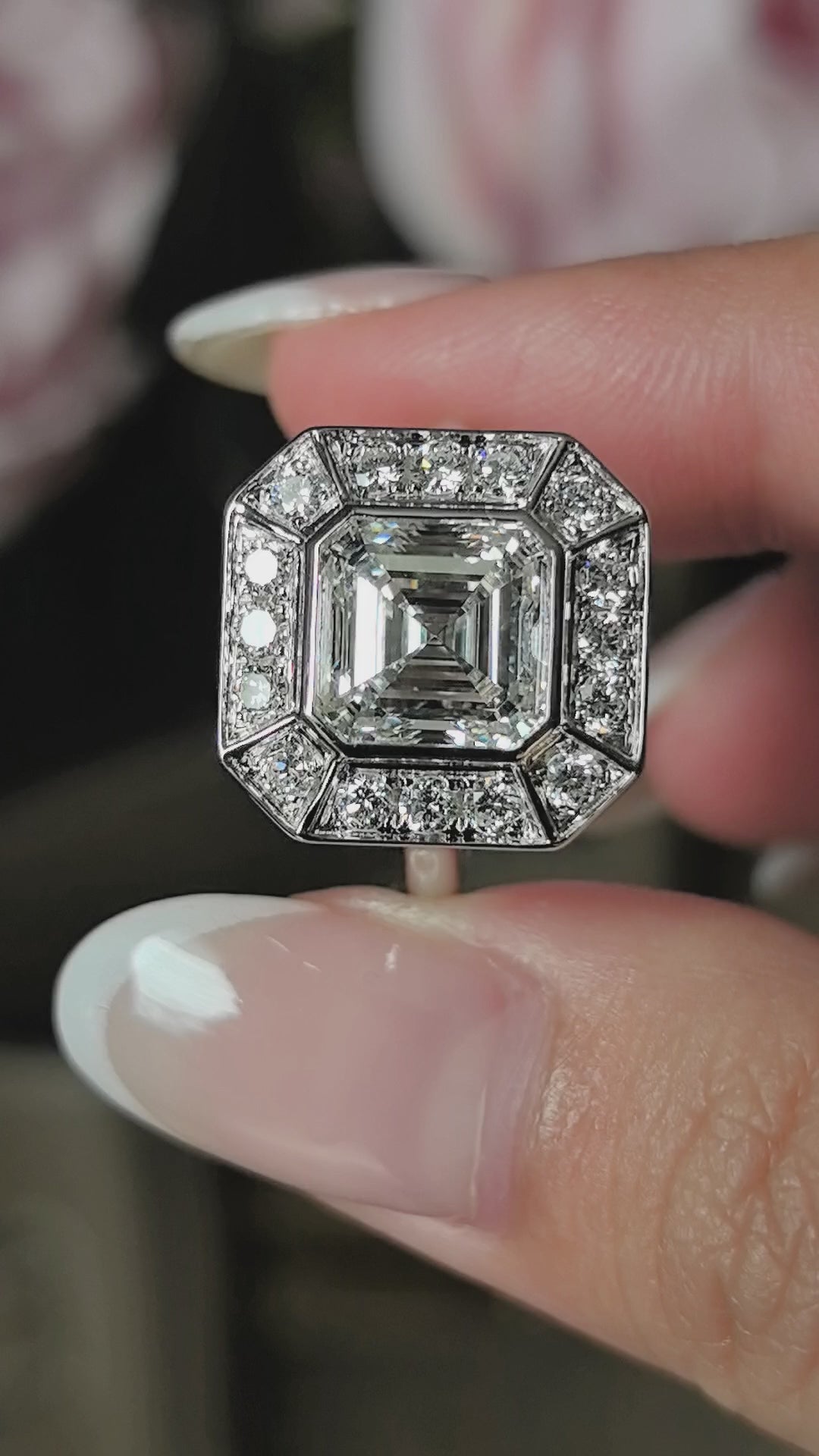 Ashoka-cut Laboratory Diamond Ring | Square Design | 18K White Gold | Architectural Aesthetics