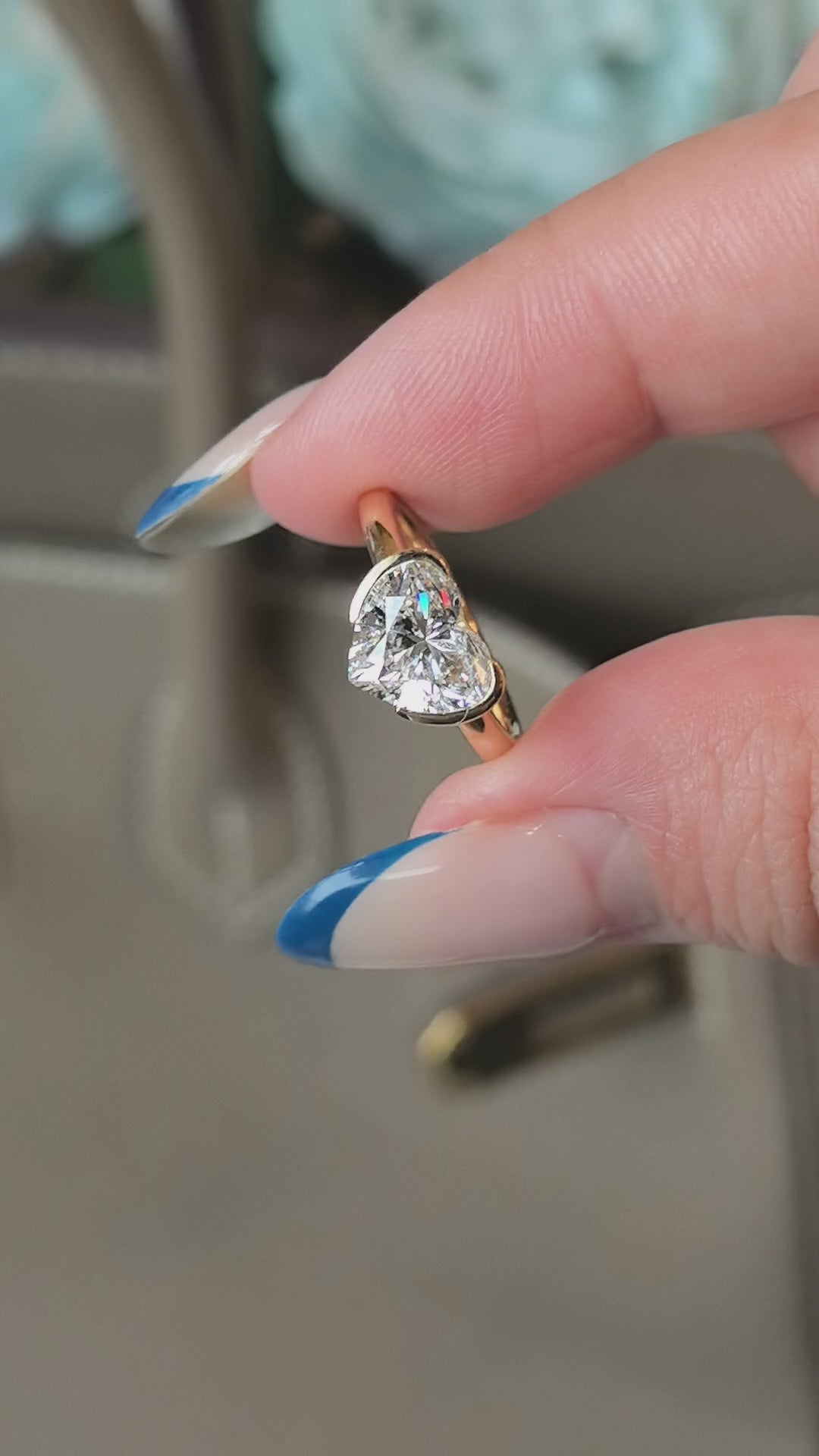 Heart Shaped Lab Grown Diamond Solitaire Ring | Plain Band | 14K Gold | Romantic Minimalism