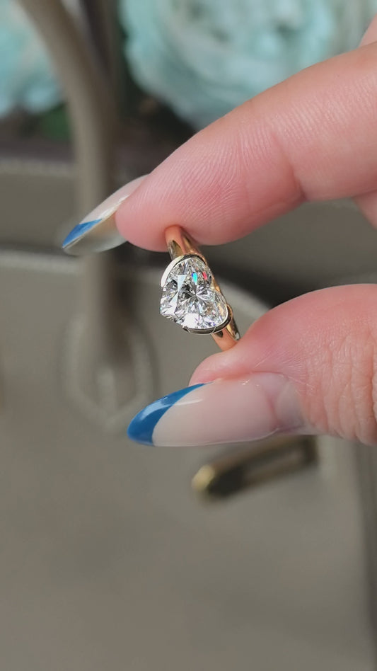 Heart Shaped Lab Grown Diamond Solitaire Ring | Plain Band | 14K Gold | Romantic Minimalism