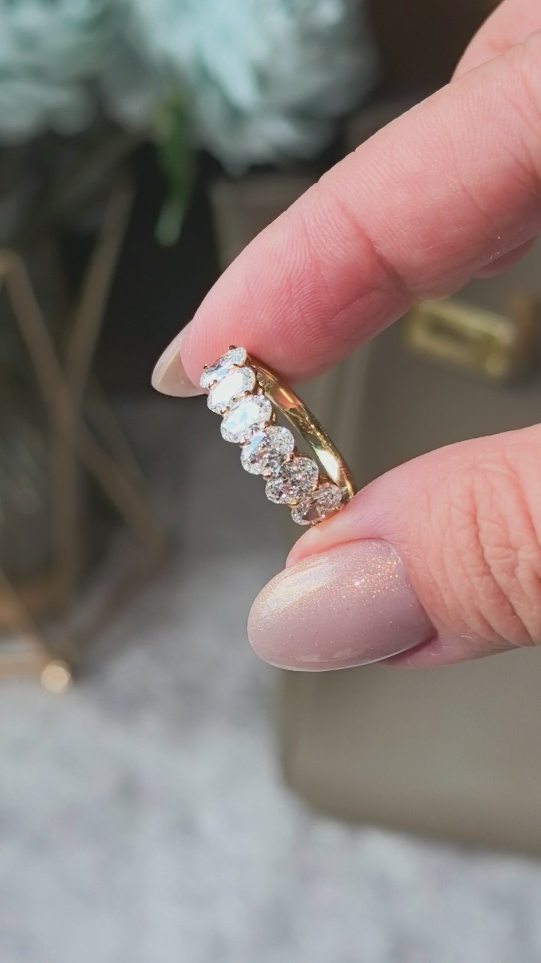 Oval Five Diamond Half Eternity Band