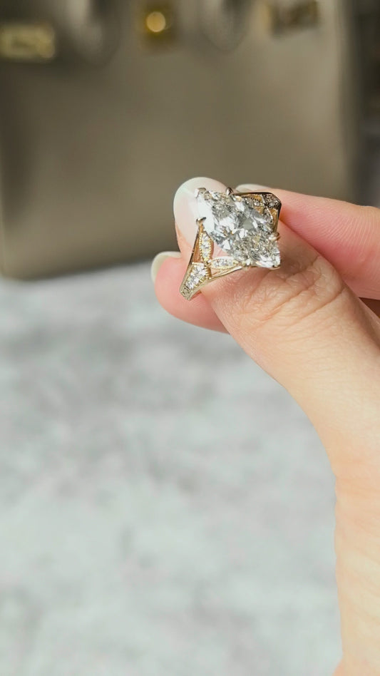 Marquise Cut Lab Grown Diamond Ring | Asymmetric Artistry | Architectural Statement Piece | Complex Design