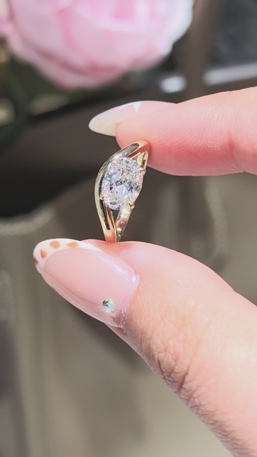 OV-11|East-West Oval Cut Lab Diamond Pinky Ring | Twisted Band | Modern Asymmetry
