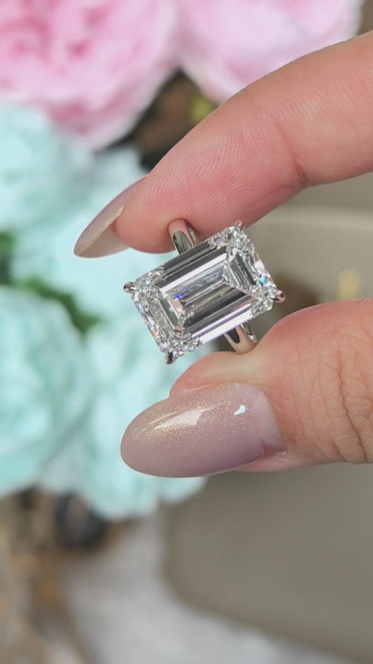 Emerald Cut Lab Grown Diamond Ring | Solitaire Setting | 4-Prong | 14K Gold | Timeless Simplicity