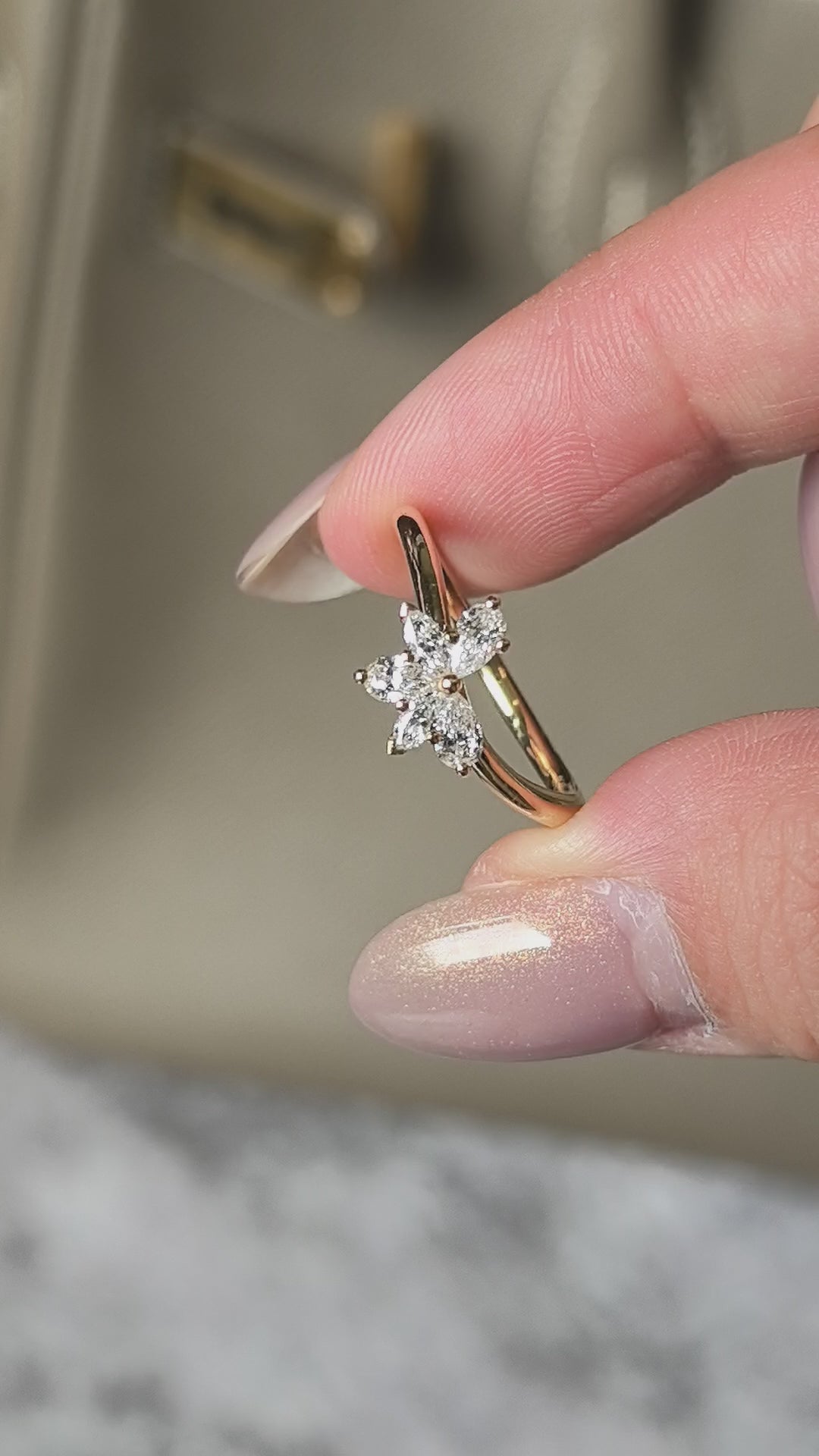 Twisted Marquise Diamond Band | Floral Leaf Design | Stackable Elegance | Lab-Grown Diamonds
