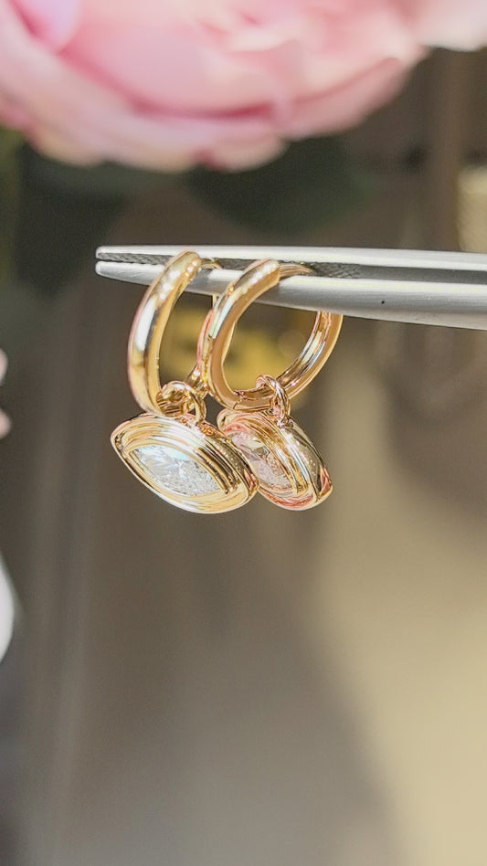 0.5 Carat each Marquise Cut | Horizontal Design | Pendant-Style Earrings | Vintage Design Feel