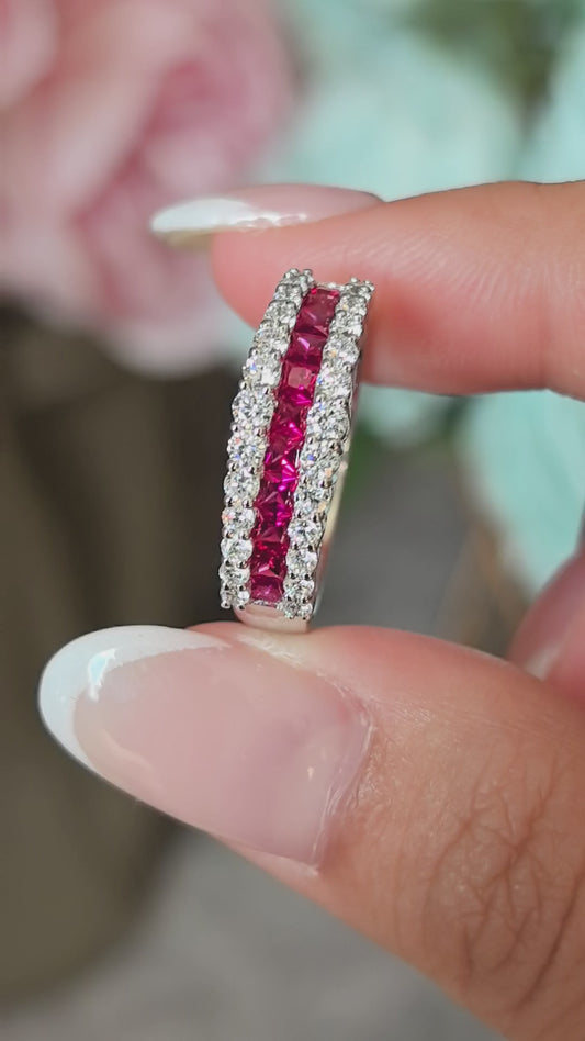 Vintage-Inspired Ruby & Diamond Eternity Band
