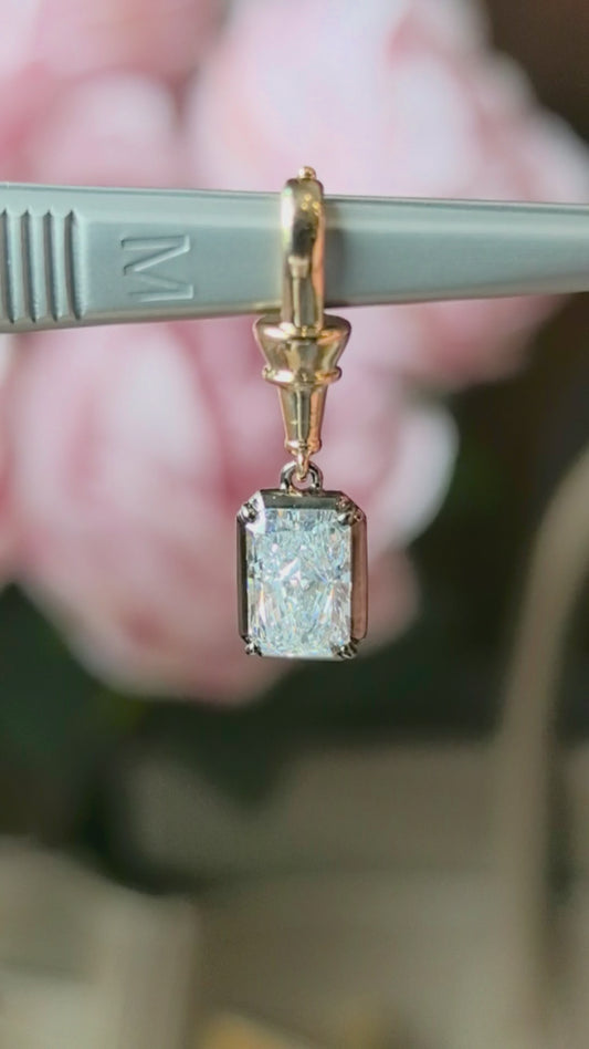 Radiant Cut Lab Diamond Pendant | 18K Black & Yellow Gold Dual-Tone | Modern Luxury