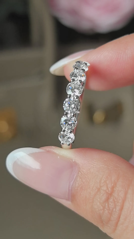 Round Diamond Half Eternity Band with Crisscross Design