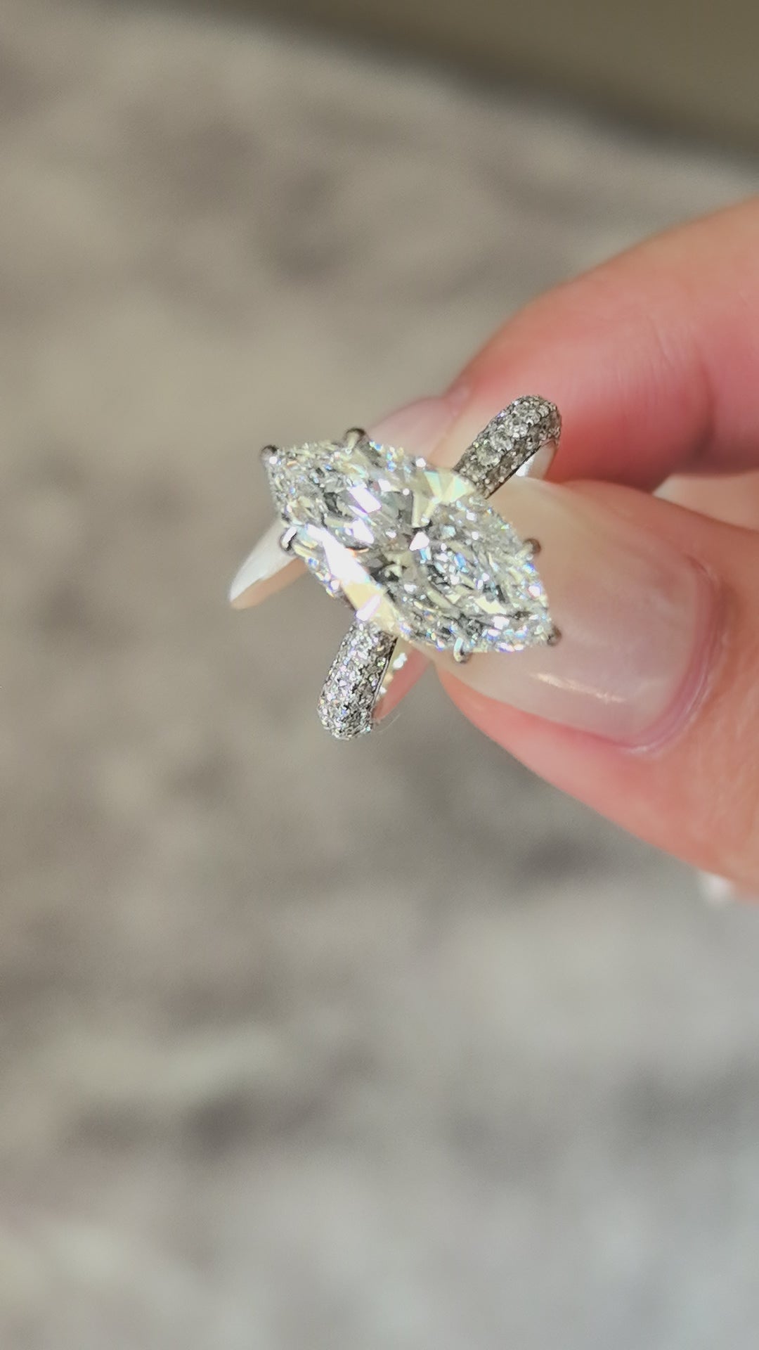 3 Carat Marquise Cut Lab-Grown Diamond Ring | Tulip Setting with Half-Halo & Pavé Band in 18K Gold