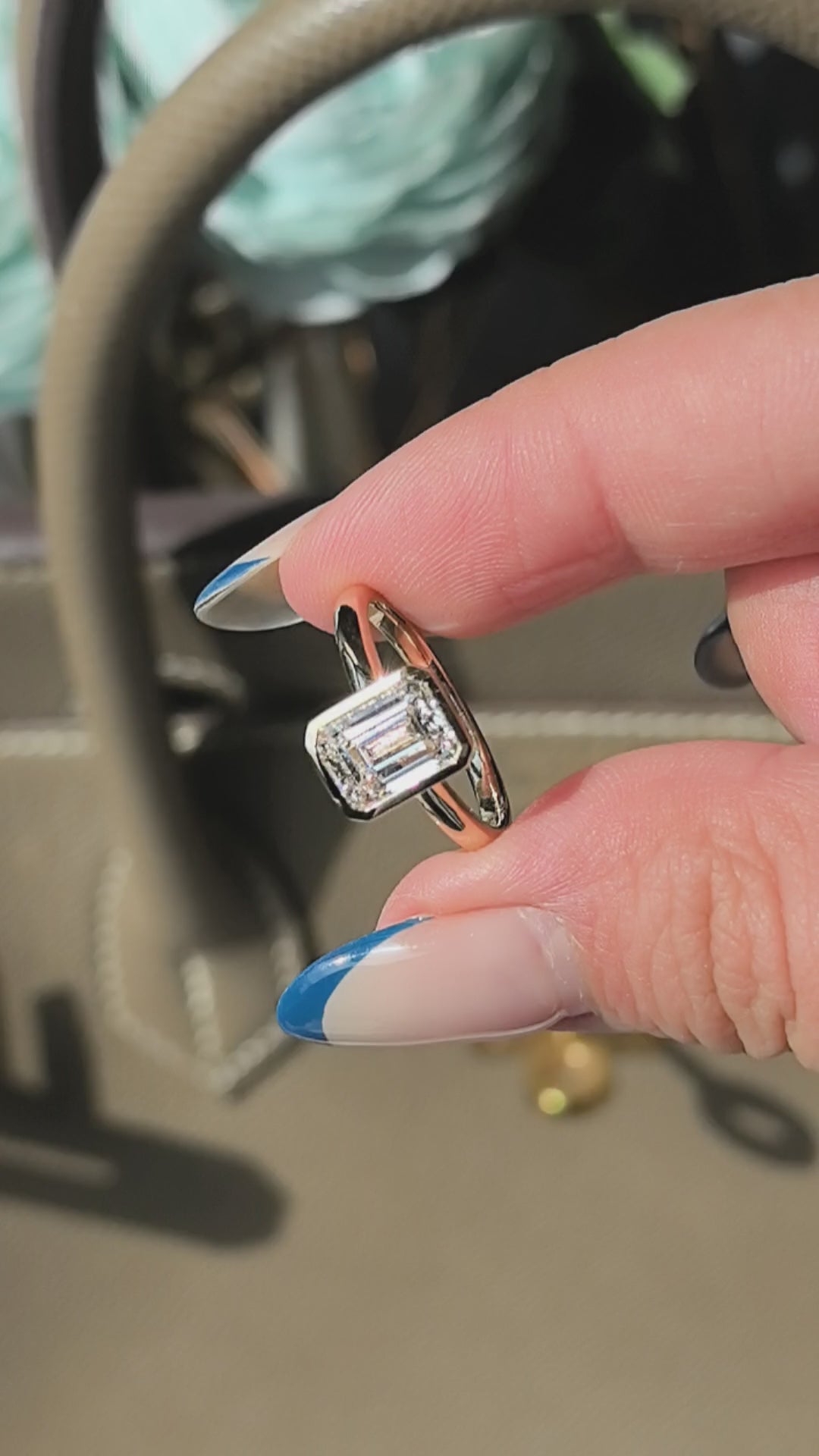 Bezel Set Emerald Cut Lab Diamond Ring | 14K Gold | Classic Solitaire