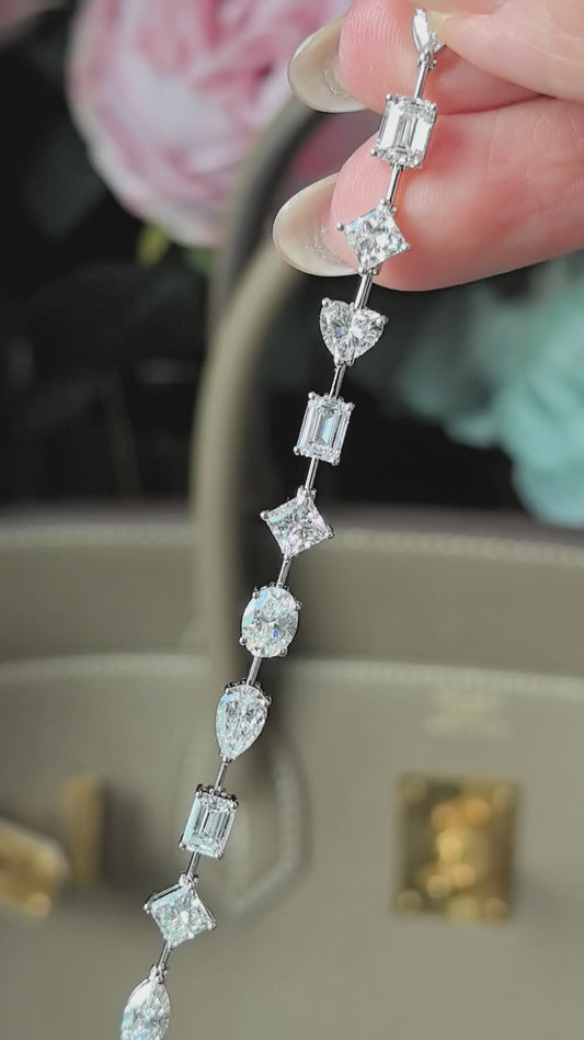Exquisite Multi-Cut Diamond Chain Bracelet