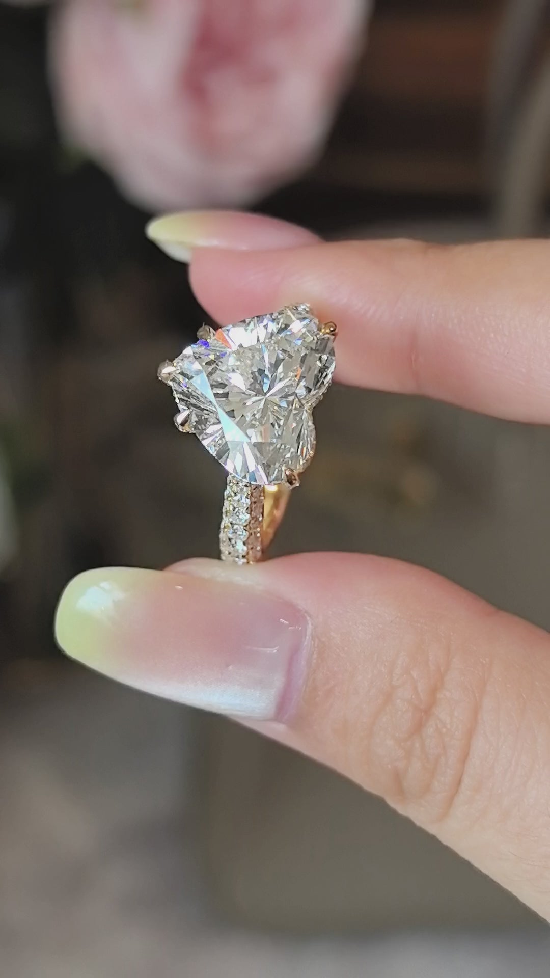 5-Prong Heart-Shaped Lab Diamond Ring Adorned with a Galaxy of Diamonds