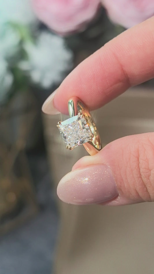 Cushion Cut with Plain Band Ring