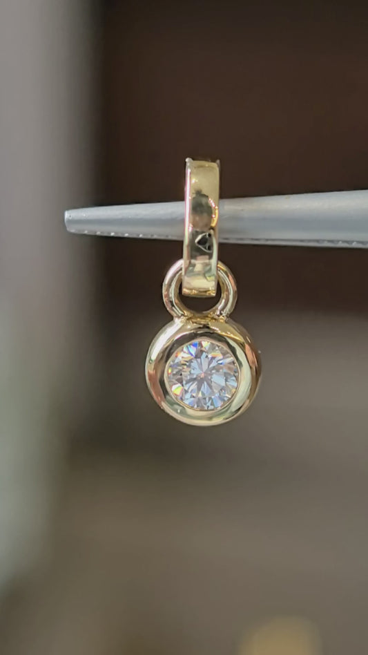 0.3ct Lab Diamond Bezel Pendant | Adorable & Timeless | 14K Gold Necklace