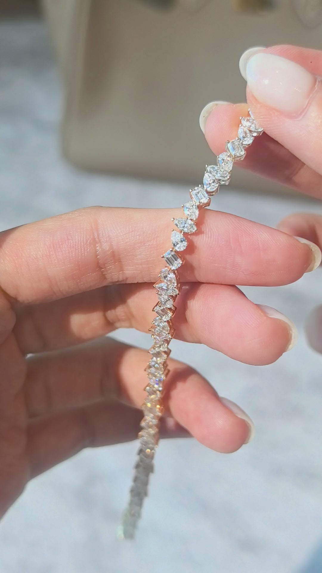 Tennis Bracelet with Mixed Fancy Cut Lab Diamonds