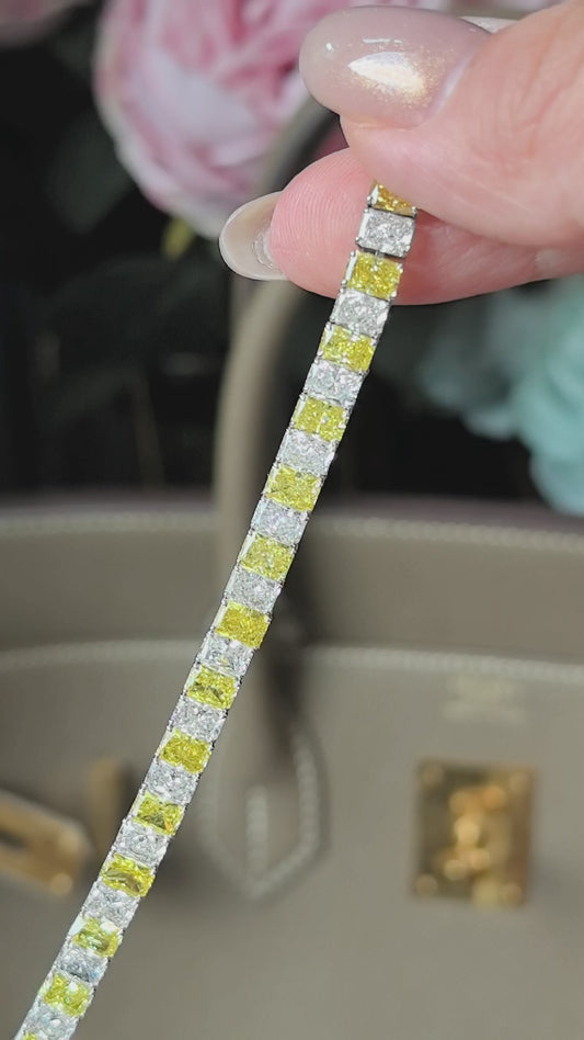 Radiant Cut Yellow & White Diamond Bracelet