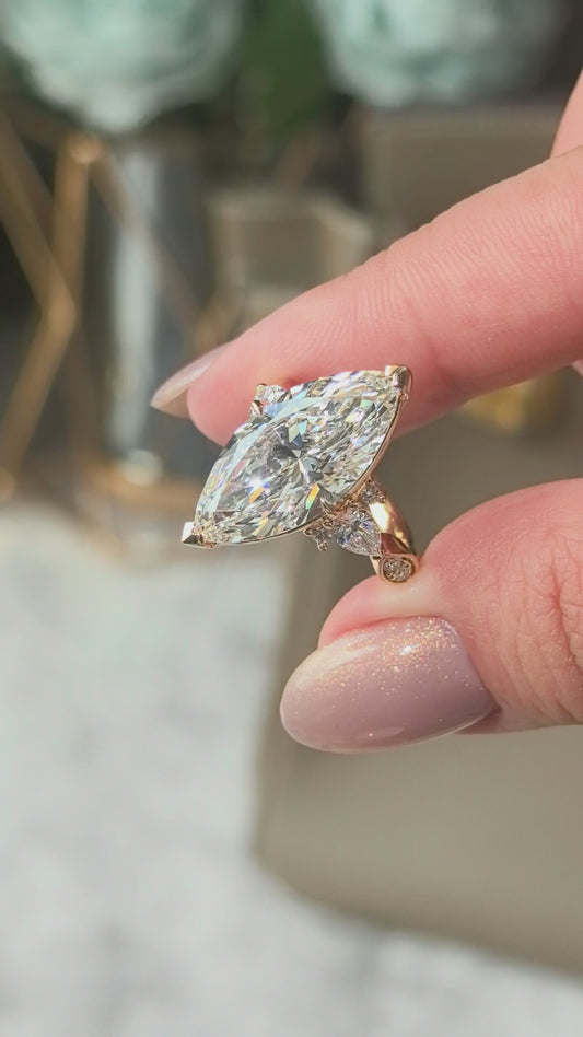 Marquise Vintage Ring | Half Eternity Band | Antique-Inspired Elegance | Lab-Grown Diamonds