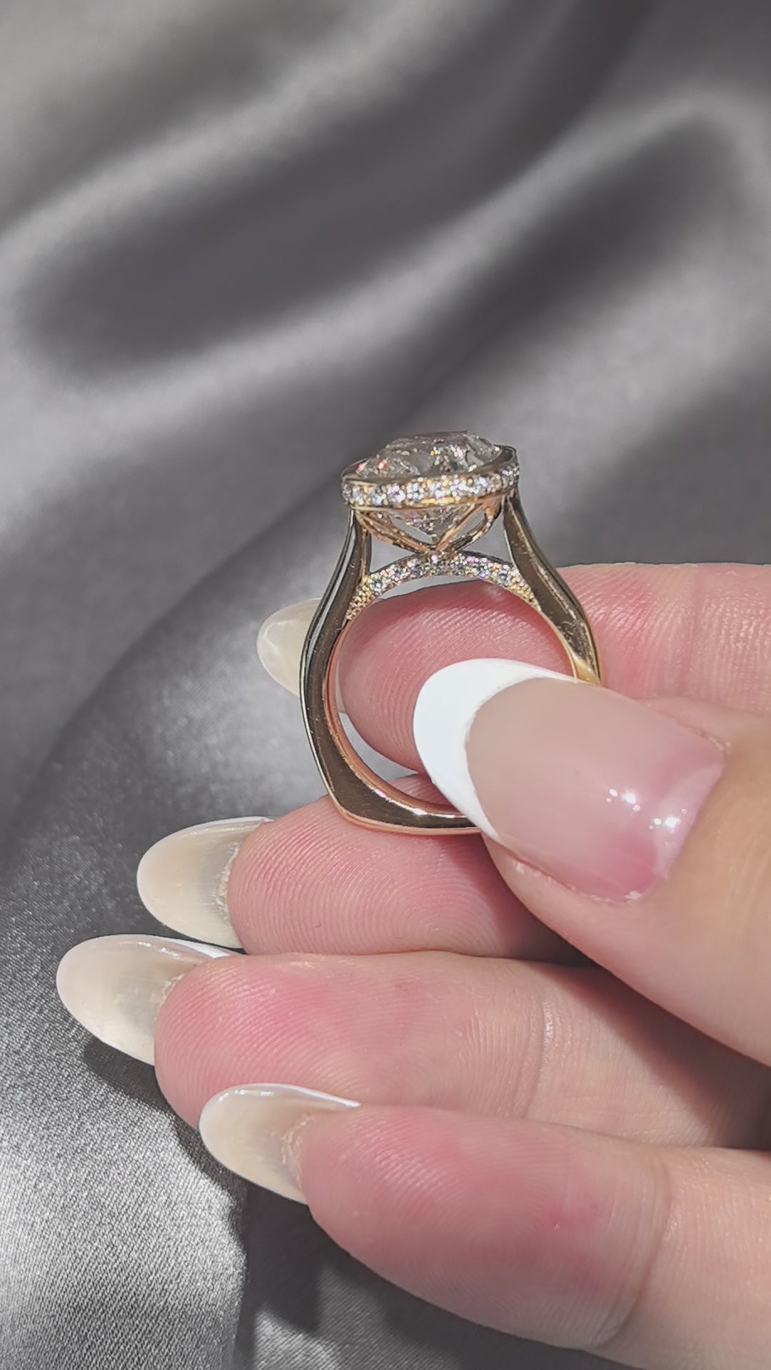 7-carat old mine cut elongated cushion bezel setting In 14K yellow gold