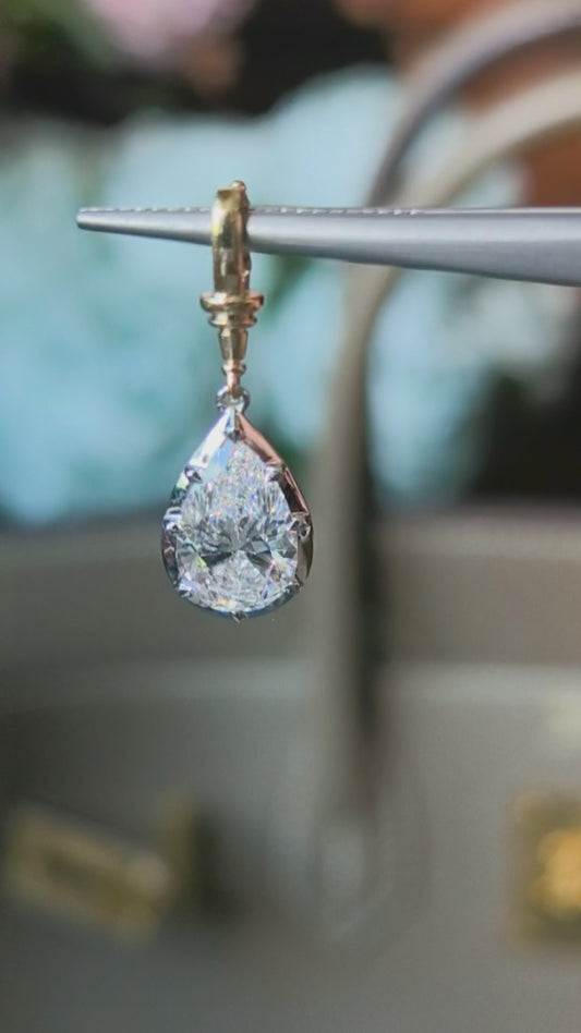 2ct 2.4g Pear Cut Lab Diamond Pendant | 6-Prong Setting | 18K Gold | Modern Elegance